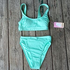 Ribbed mint green bikini